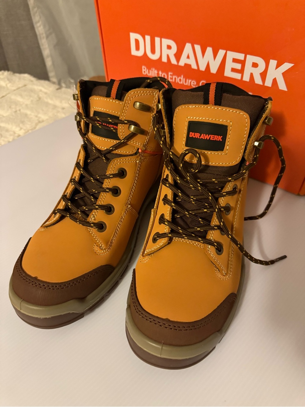 Men's Tan Work Boots – Lightweight Lace-Up Safety Boots